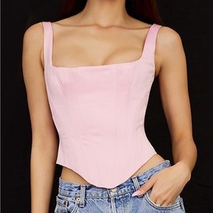 NEW HOUSE OF CB RAFA FAIRY PINK SATIN LONGLINE CORSET